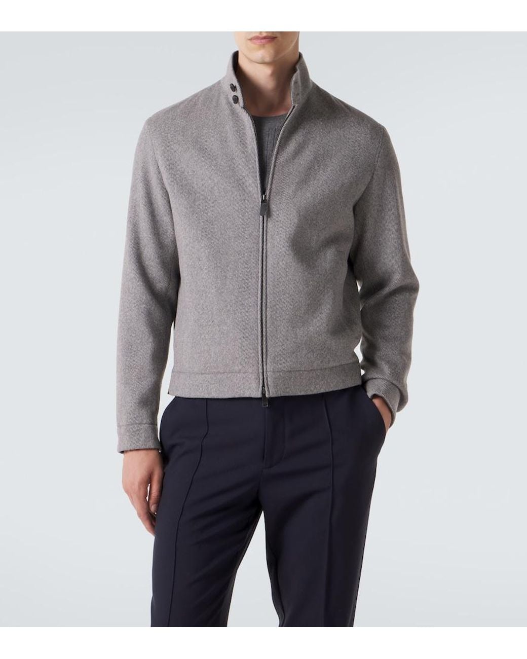 Zegna Gray Wool And Cashmere Jacket for men