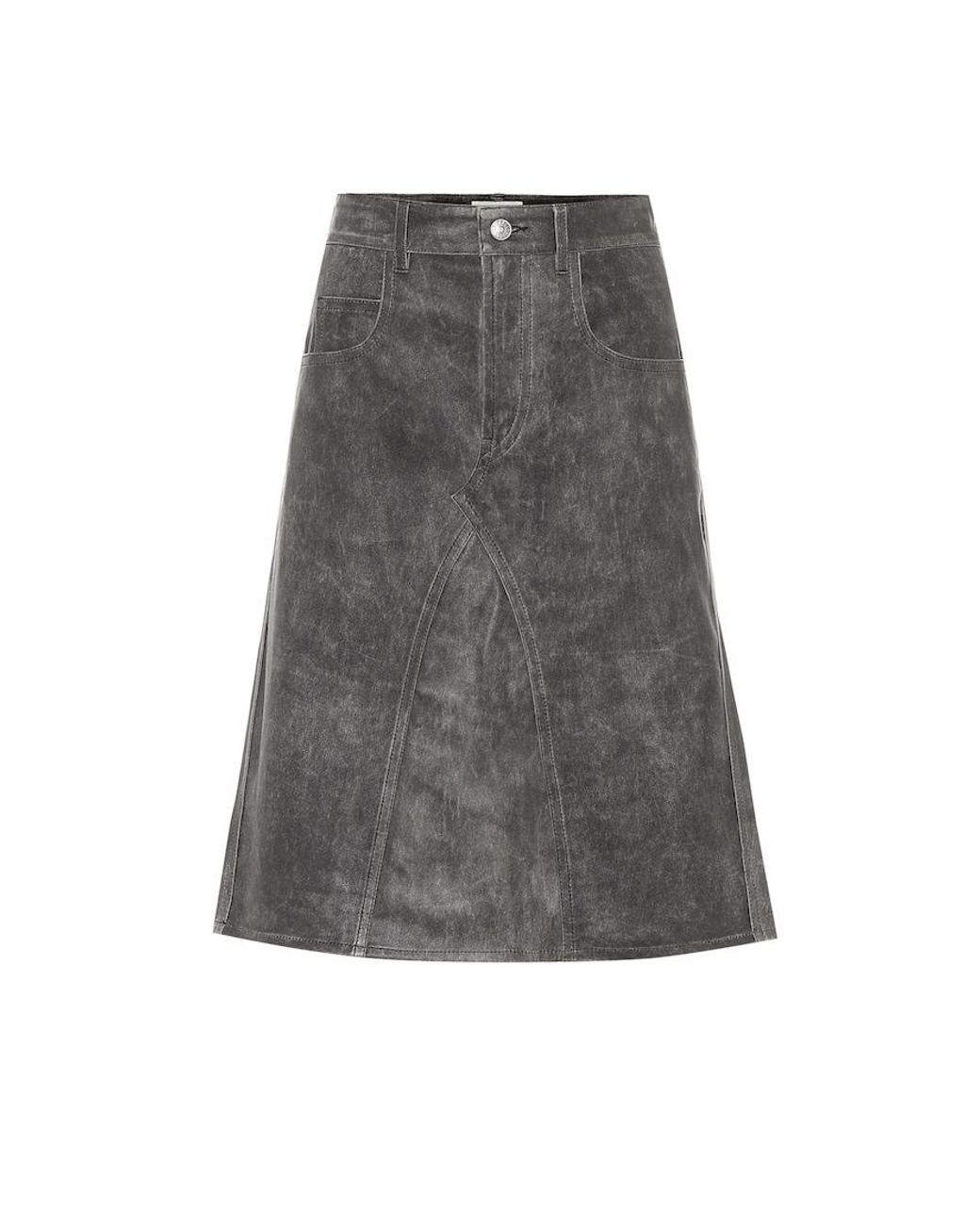 Isabel Marant Gray Fiali Leather Midi Skirt