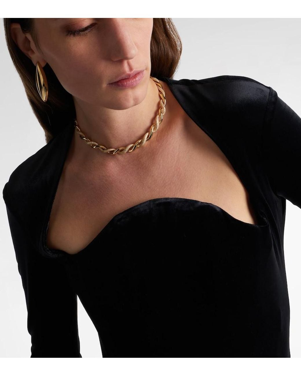 SHAY Metallic Wave 18Kt Necklace With Diamonds