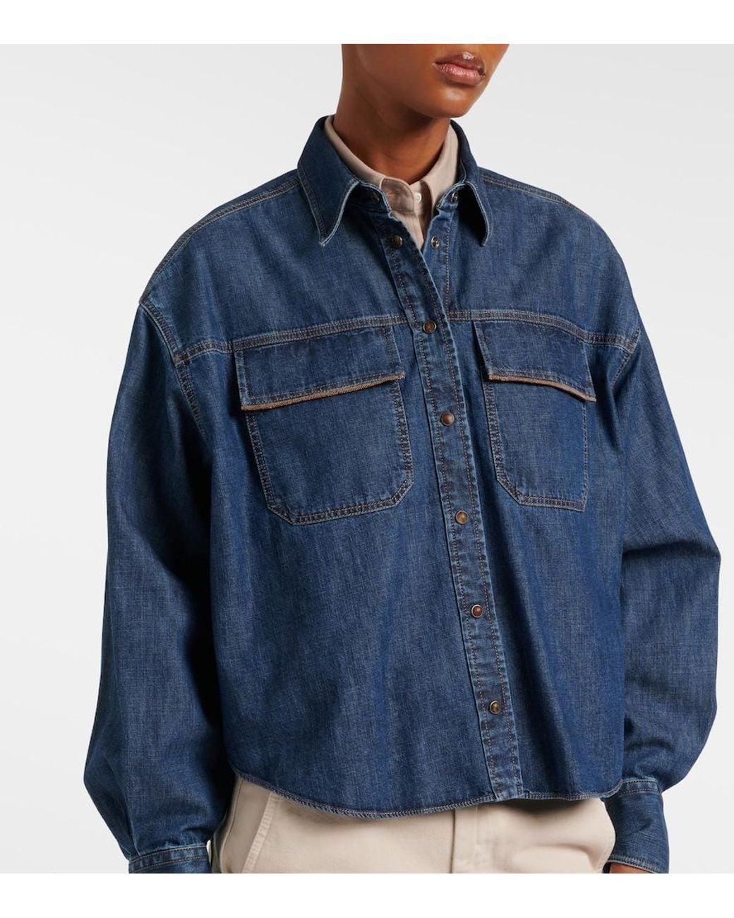 Brunello Cucinelli Blue Monili Denim Jacket