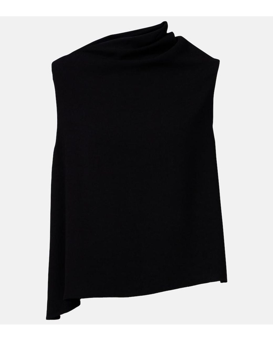 Vince Black Draped Asymmetric Crepe Top