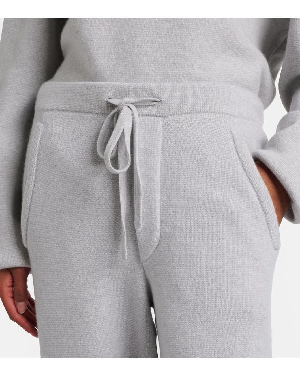 God's True Cashmere Gray Cashmere Straight Pants With Rose Quartz