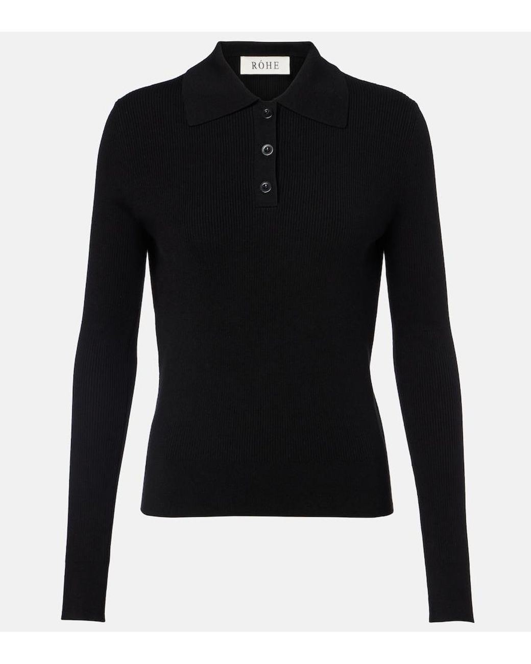 Polo Acanalado Rohe de color Black