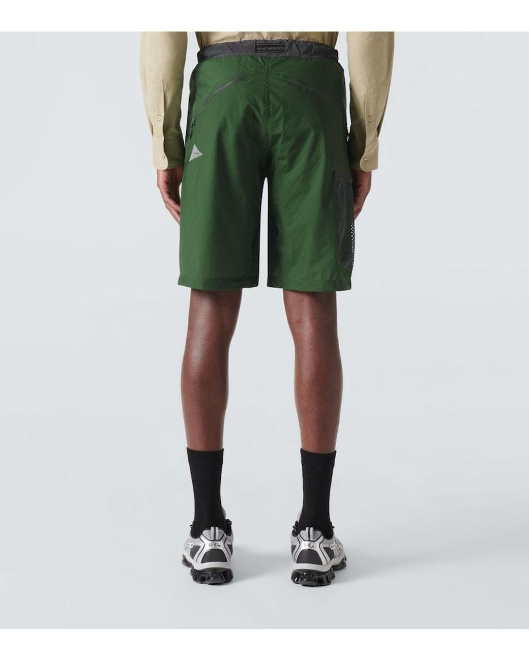 And Wander Green Ripstop Shorts for men