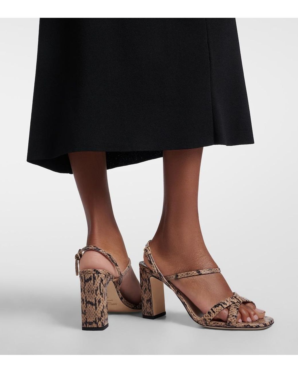 Jimmy Choo Metallic Elsy Snake-Effect Leather Slingback Sandals