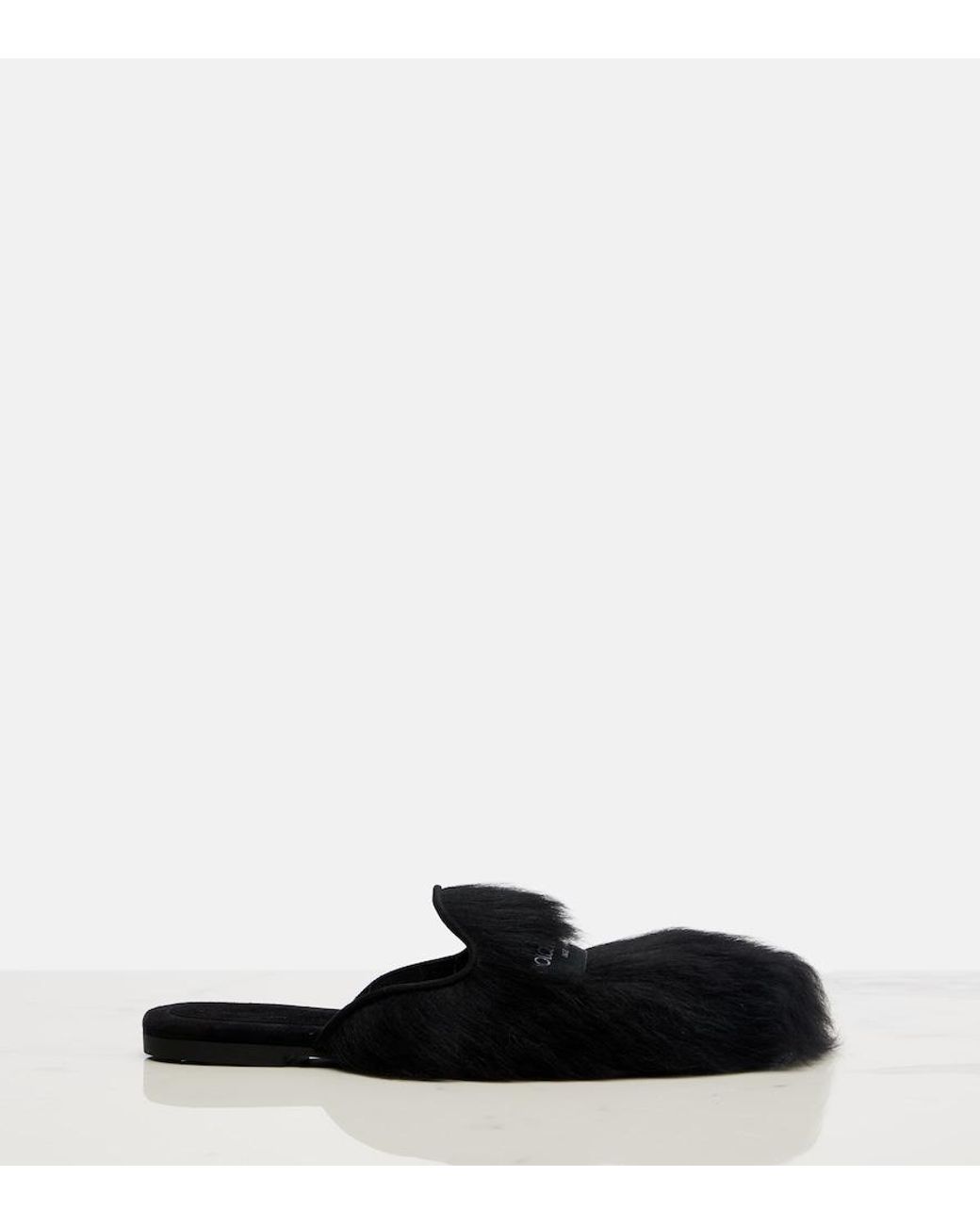 Dolce & Gabbana Black Shearling Mules