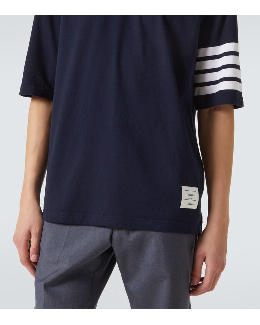 Thom Browne Blue 4-Bar Cotton Jersey T-Shirt for men