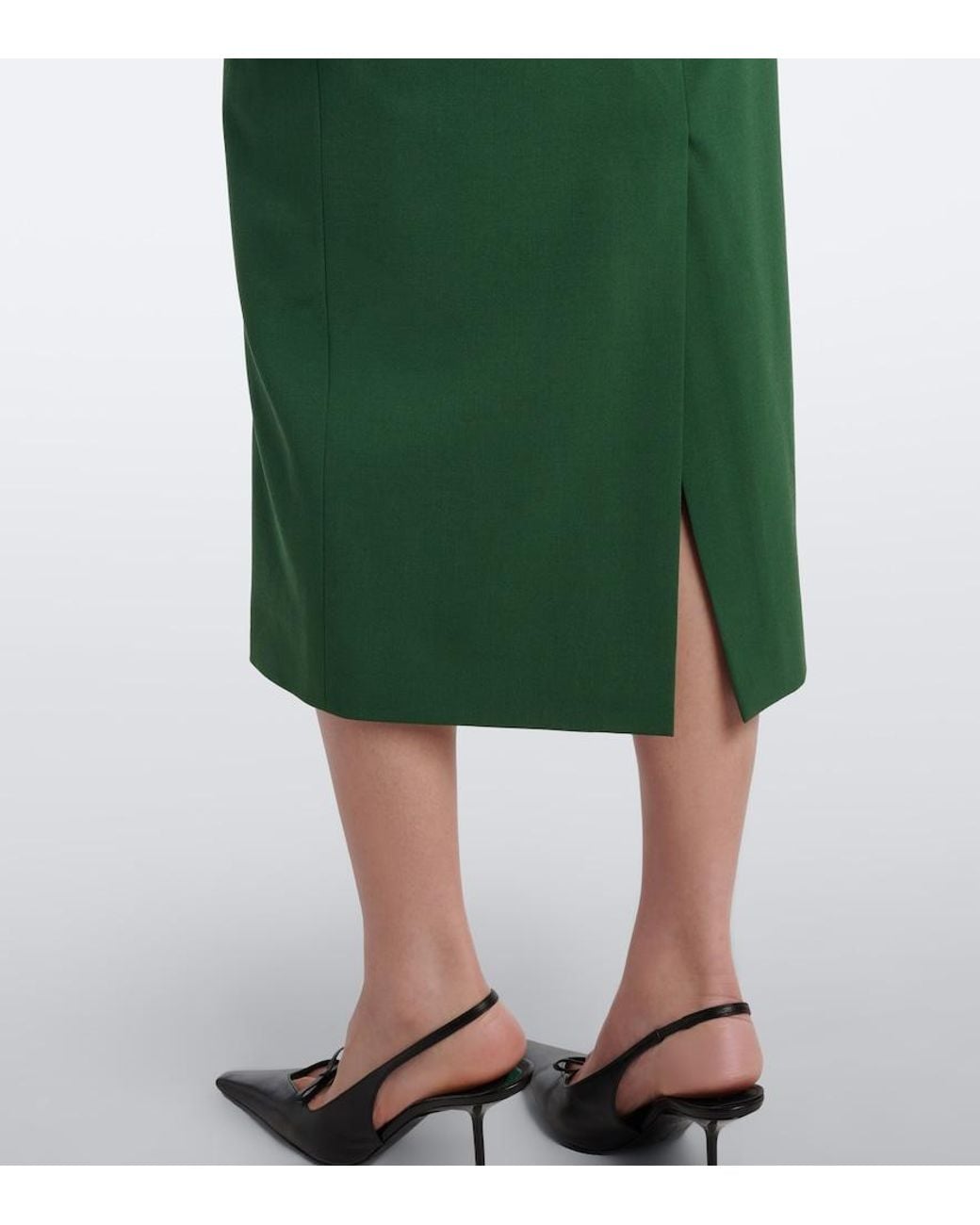 Carolina Herrera Green Off-Shoulder Wool-Blend Cocktail Dress