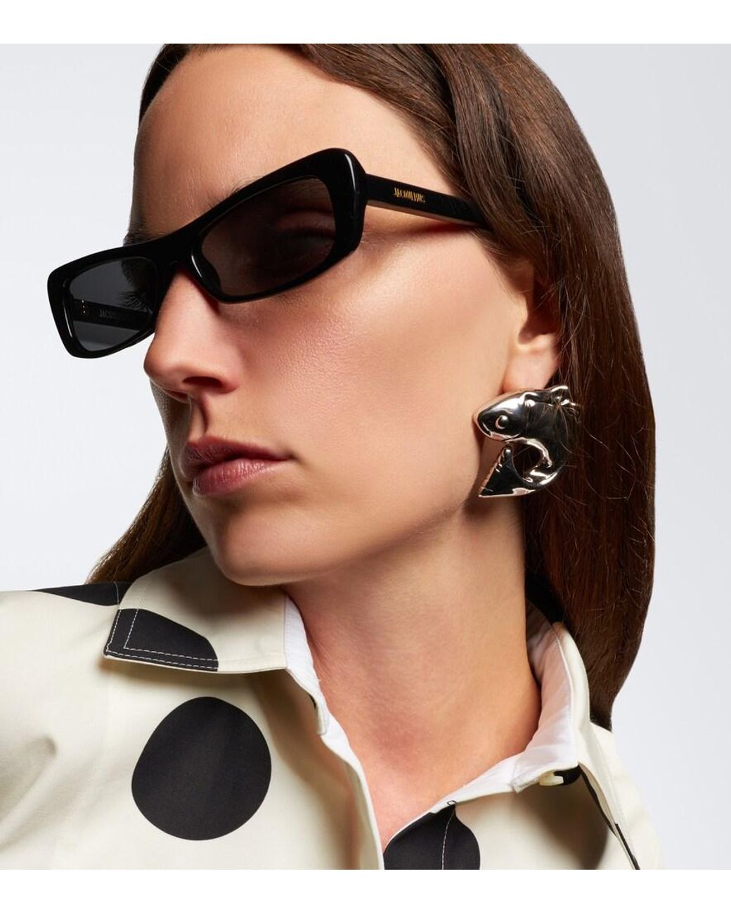 Jacquemus Black Capri Rectangular Sunglasses