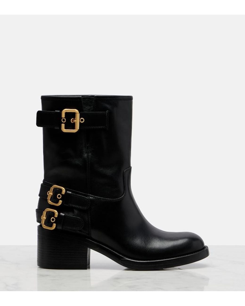 Chloé Black Dakota Leather Biker Boots