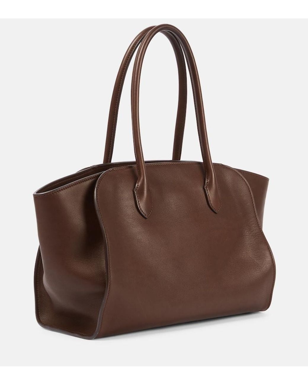 The Row Brown Marlo 12 Leather Tote Bag