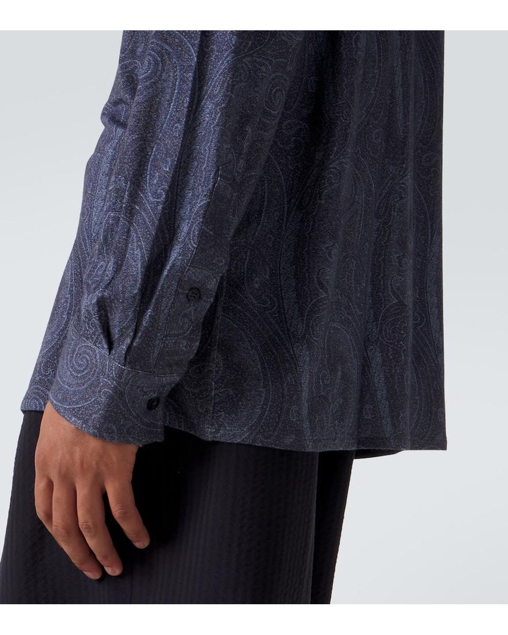 Etro Blue Paisley Jersey Shirt for men