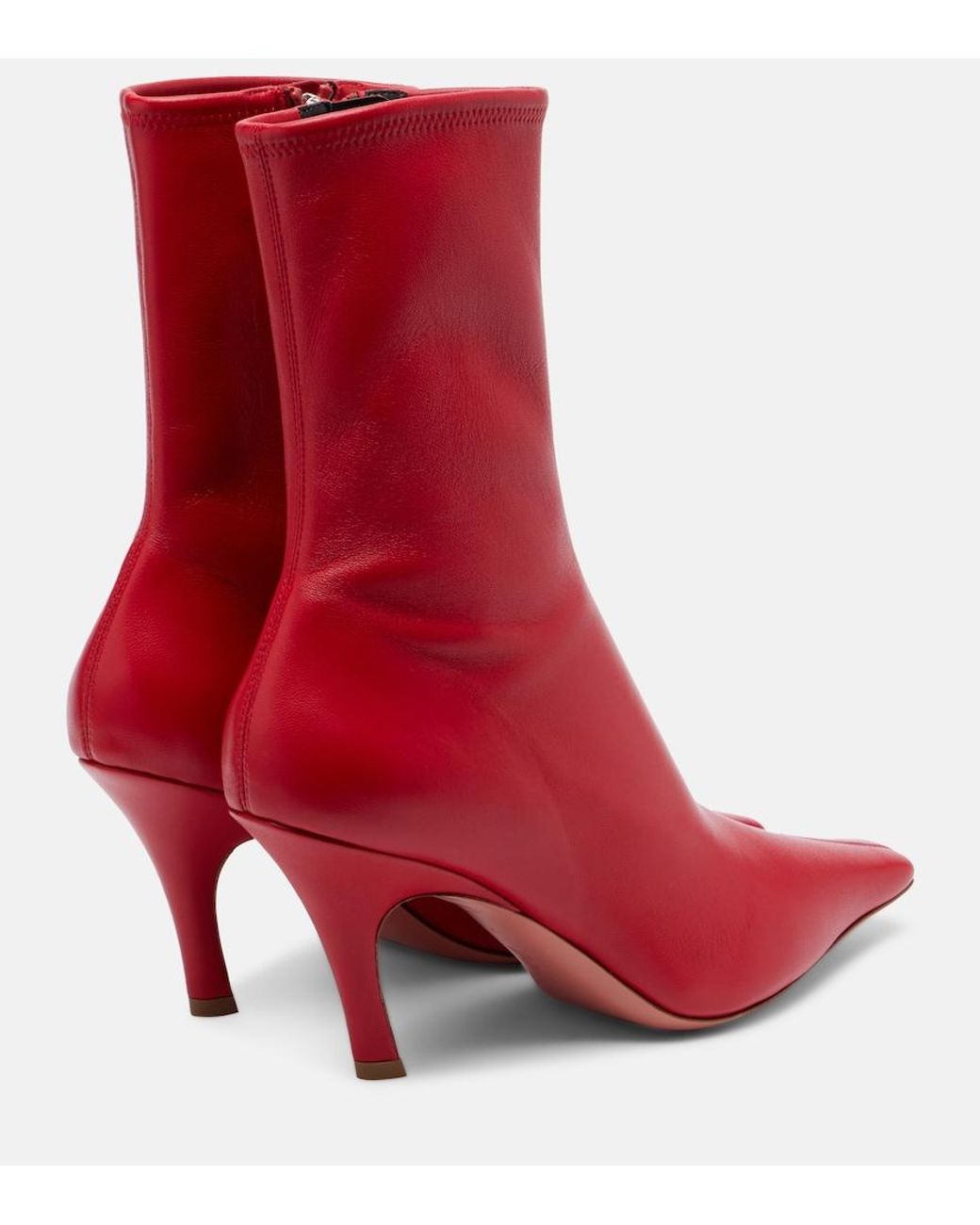 AMINA MUADDI Red Jamie 80 Leather Ankle Boots