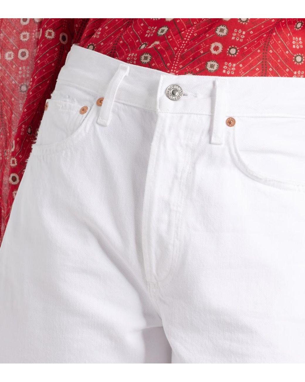 Citizens of Humanity White Marlow High-Rise Denim Shorts