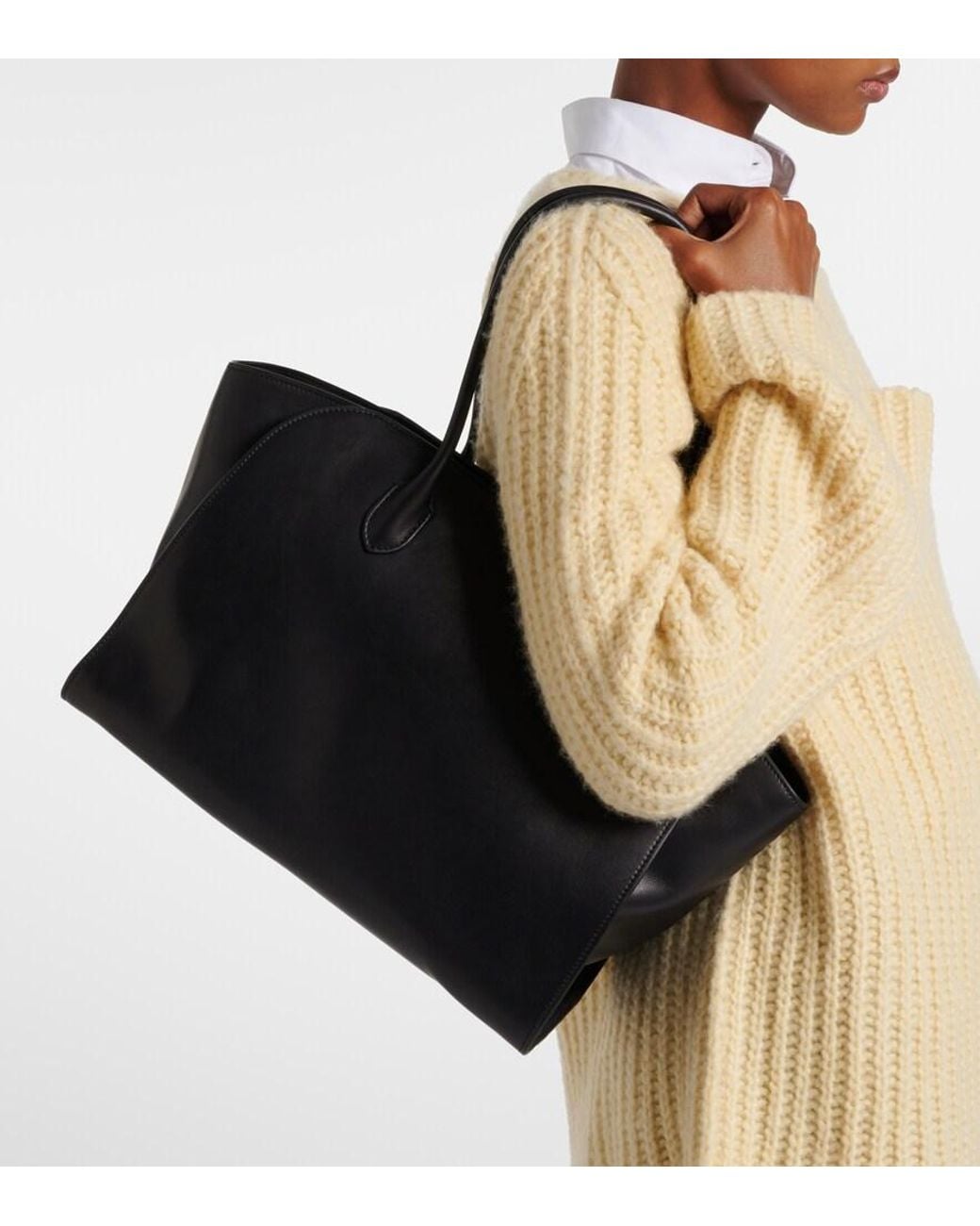 The Row Black Marlo 14 Leather Tote Bag
