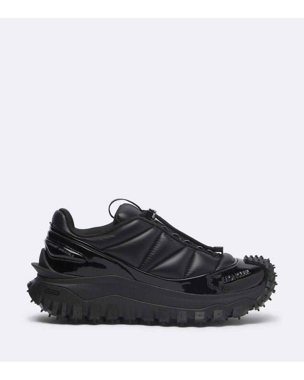 Moncler Black Trailgrip Puffer Leather-Trimmed Sneakers