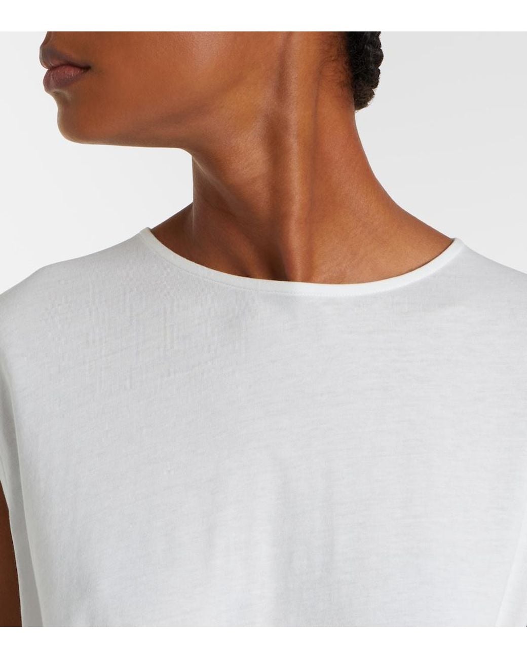 Totême White Gathered Cotton Jersey Midi Dress