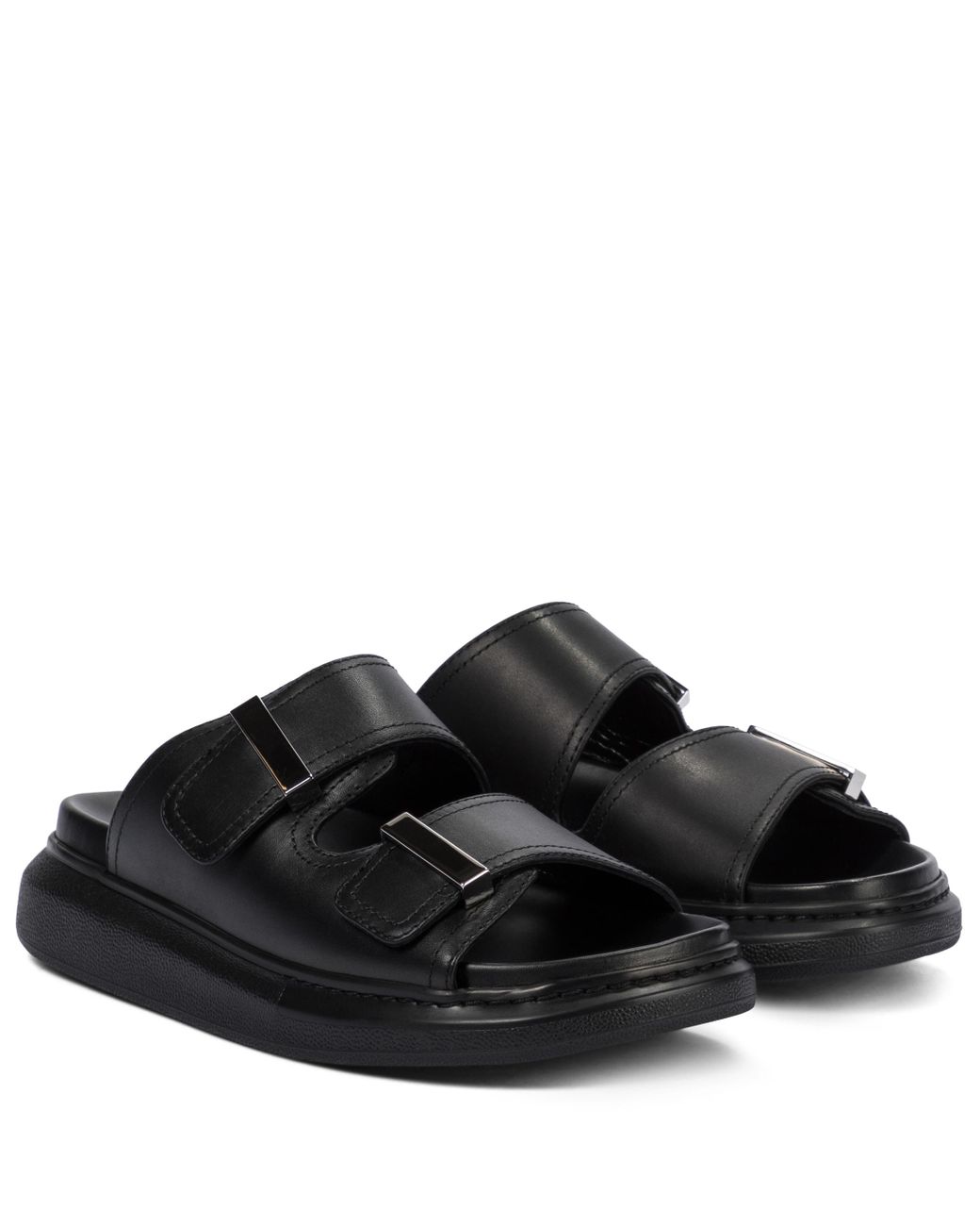 Alexander McQueen Hybrid Leather Sandals in Black - Lyst
