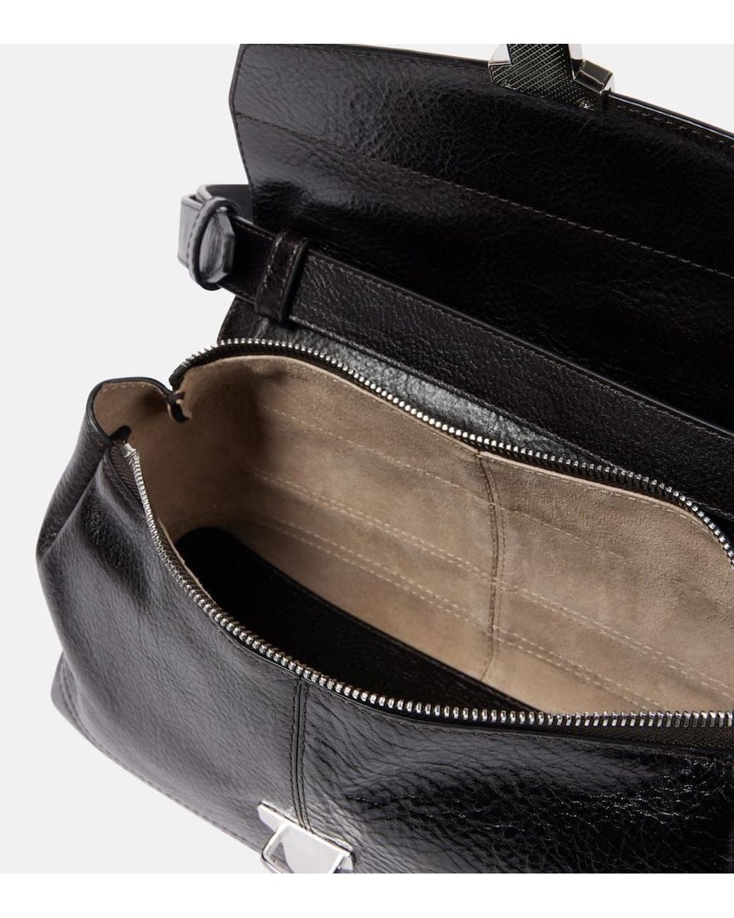 Lemaire Black Gear Leather Shoulder Bag