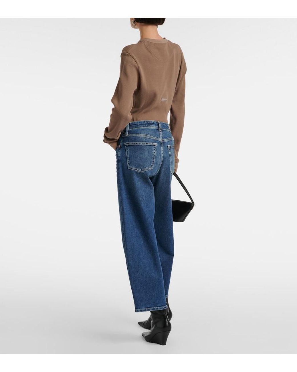 AG Jeans Blue High-Rise Wide-Leg Jeans