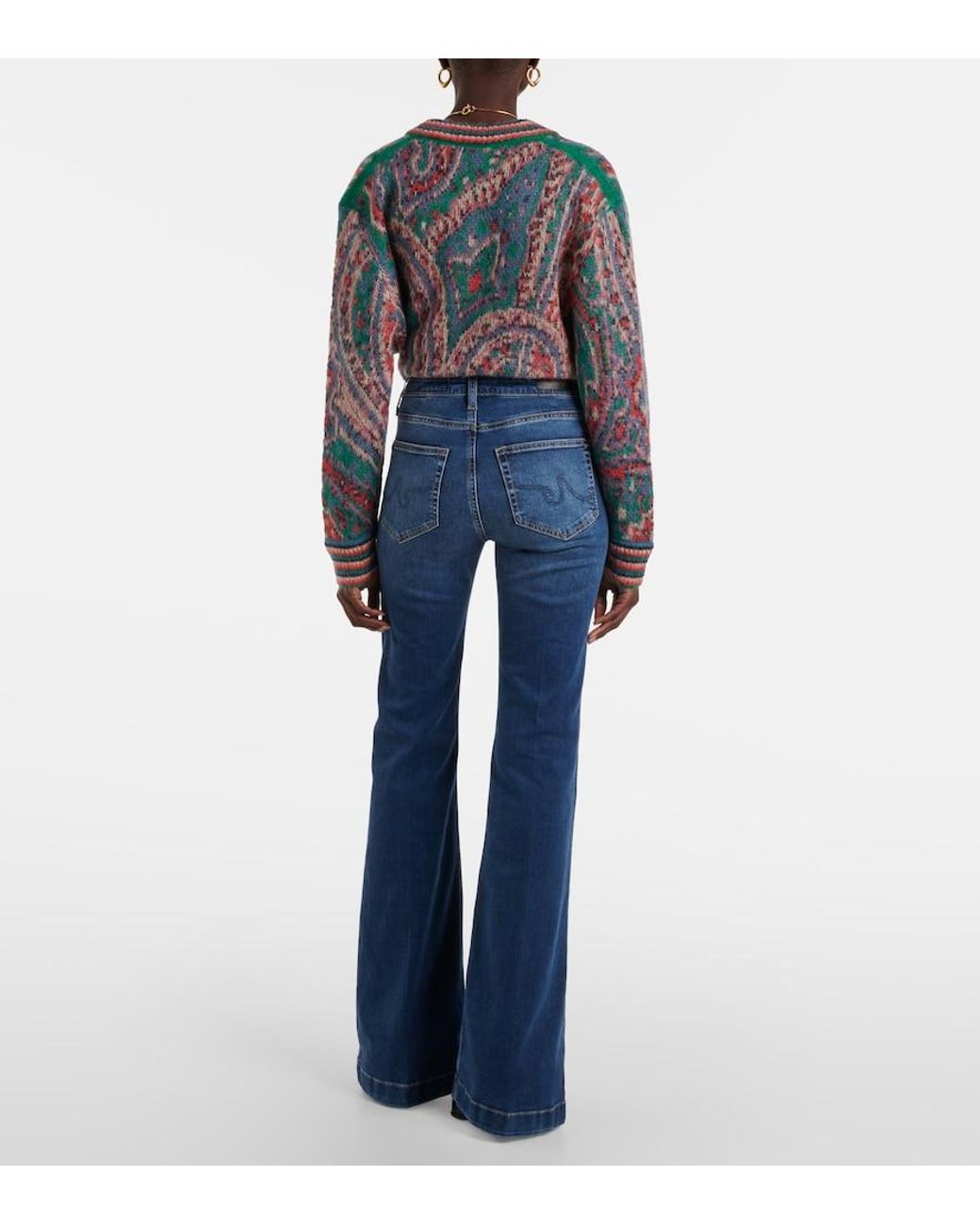 AG Jeans Blue Tropea High-Rise Flared Jeans