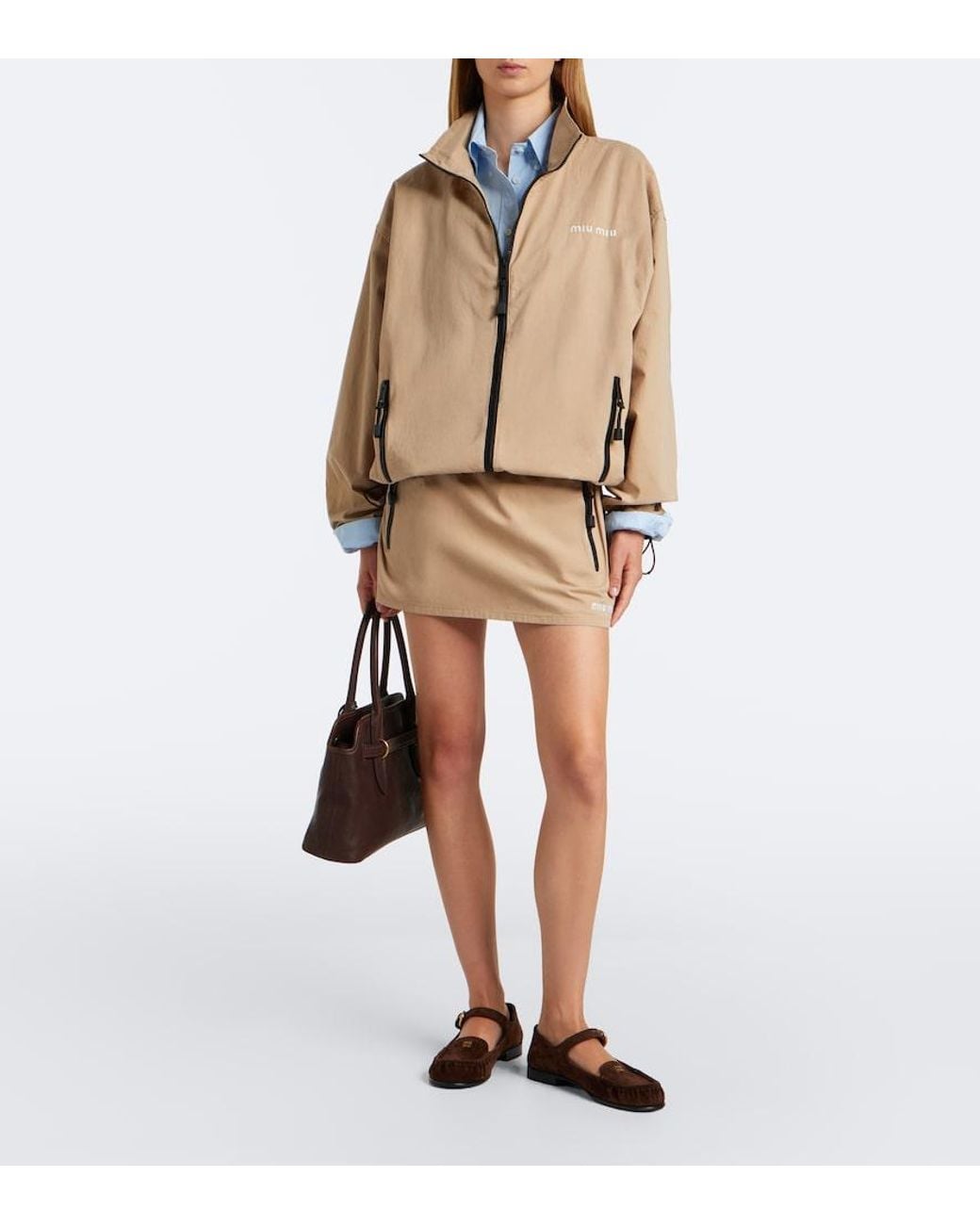 Miu Miu Natural Cotton Gabardine Miniskirt