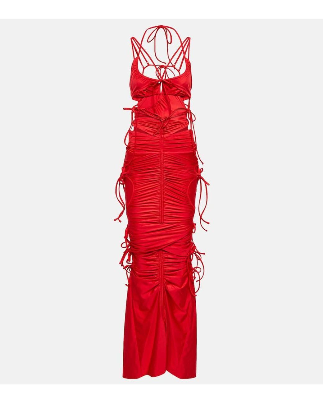 パーティードレス BALENCIAGA RED MINI DRESS Balenciaga Asymmetric Mini Dress | Red | FARFETCH