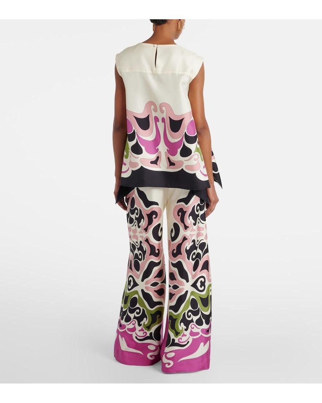 LaDoubleJ Pink San Carlo Printed Silk Twill Top