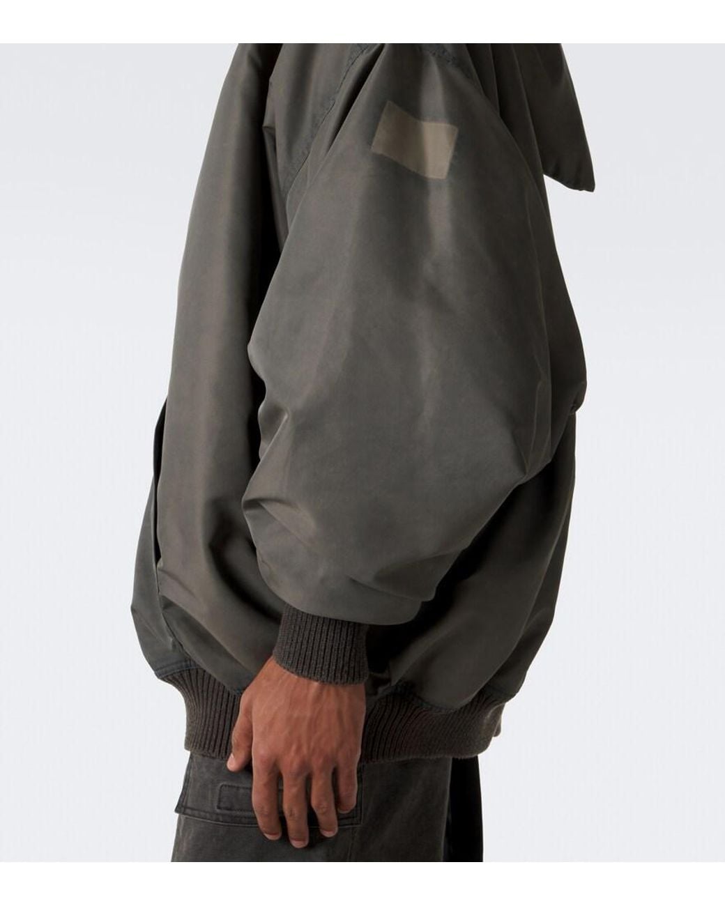 Rick Owens Gray Mountain Hun Satin Hooded Jacket for men