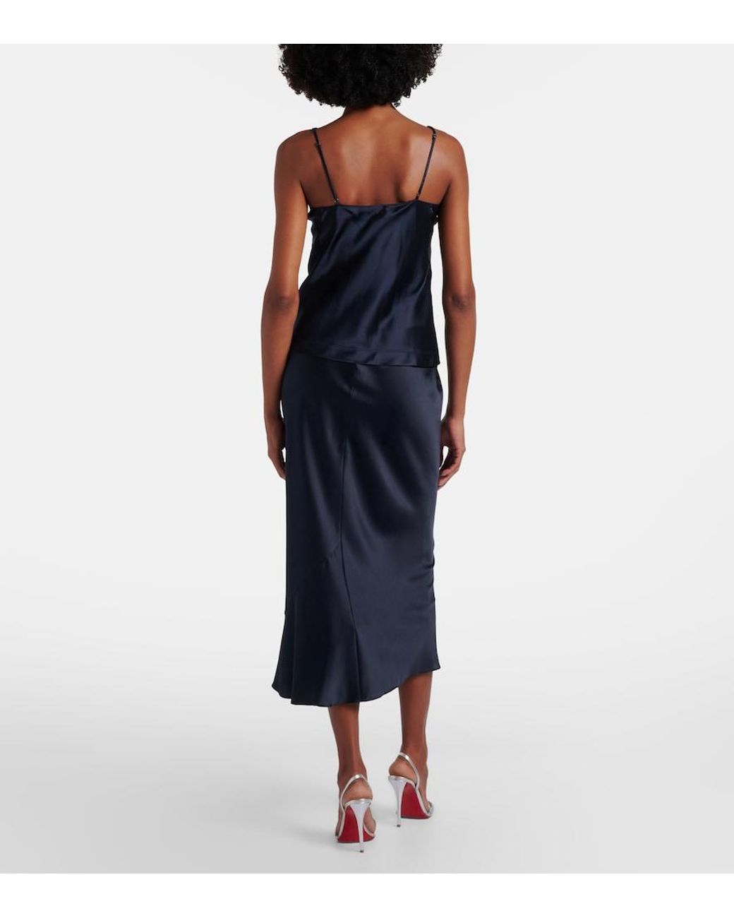 Dorothee Schumacher Blue Sense Of Shine Silk-Blend Satin Slip Skirt