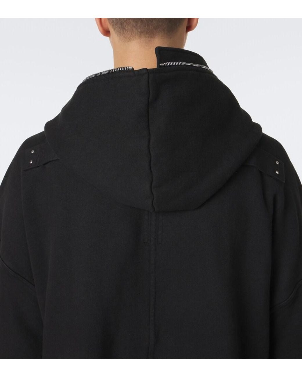 Rick Owens Black Gimp Wide Mac Cotton Overcoat for men