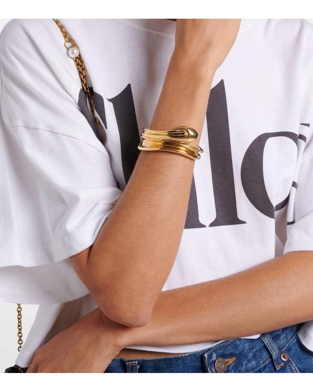 Chloé Metallic Sculpt Cuff Bracelet