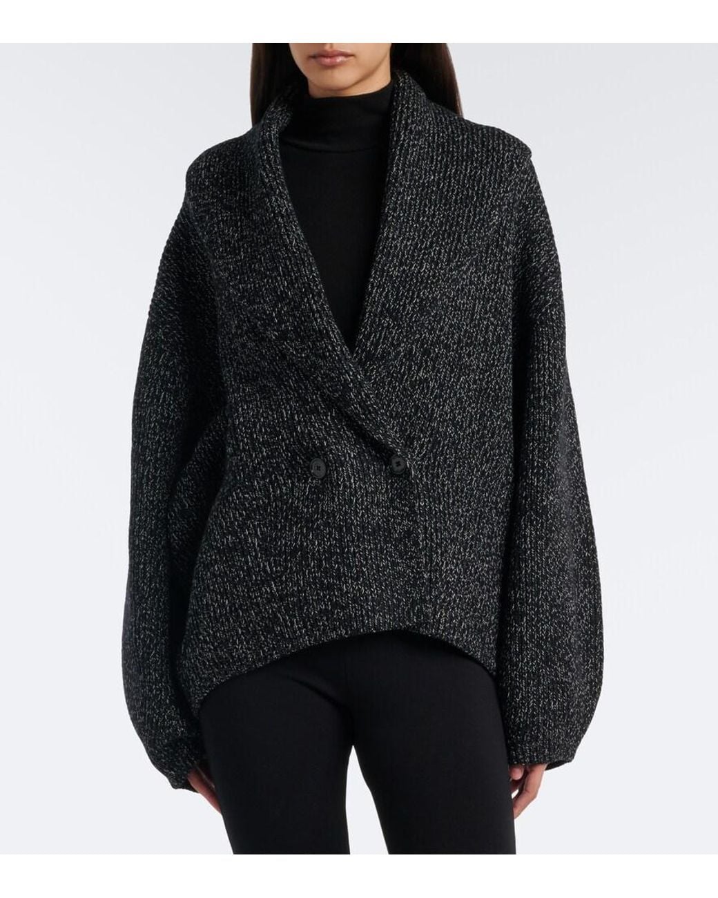 Totême  Black Wool And Cotton-Blend Cardigan