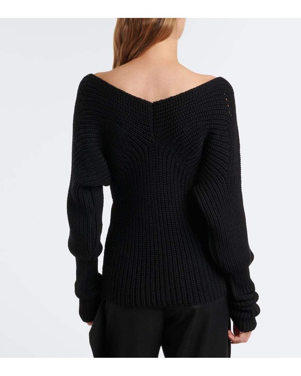 Lemaire Black Ribbed-Knit Wool Sweater
