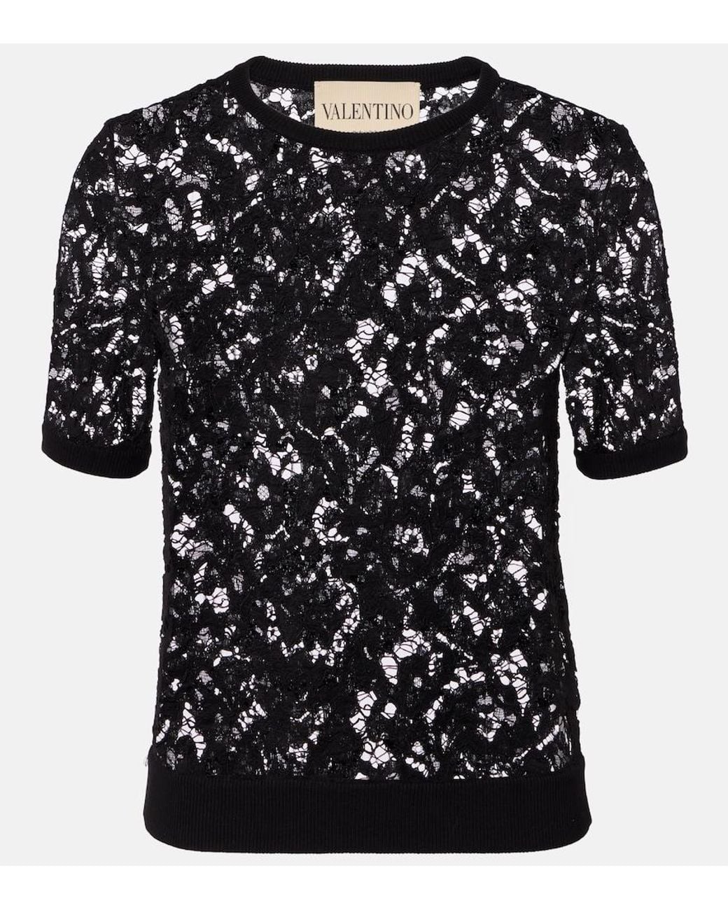 Valentino Garavani Black Floral Lace Top