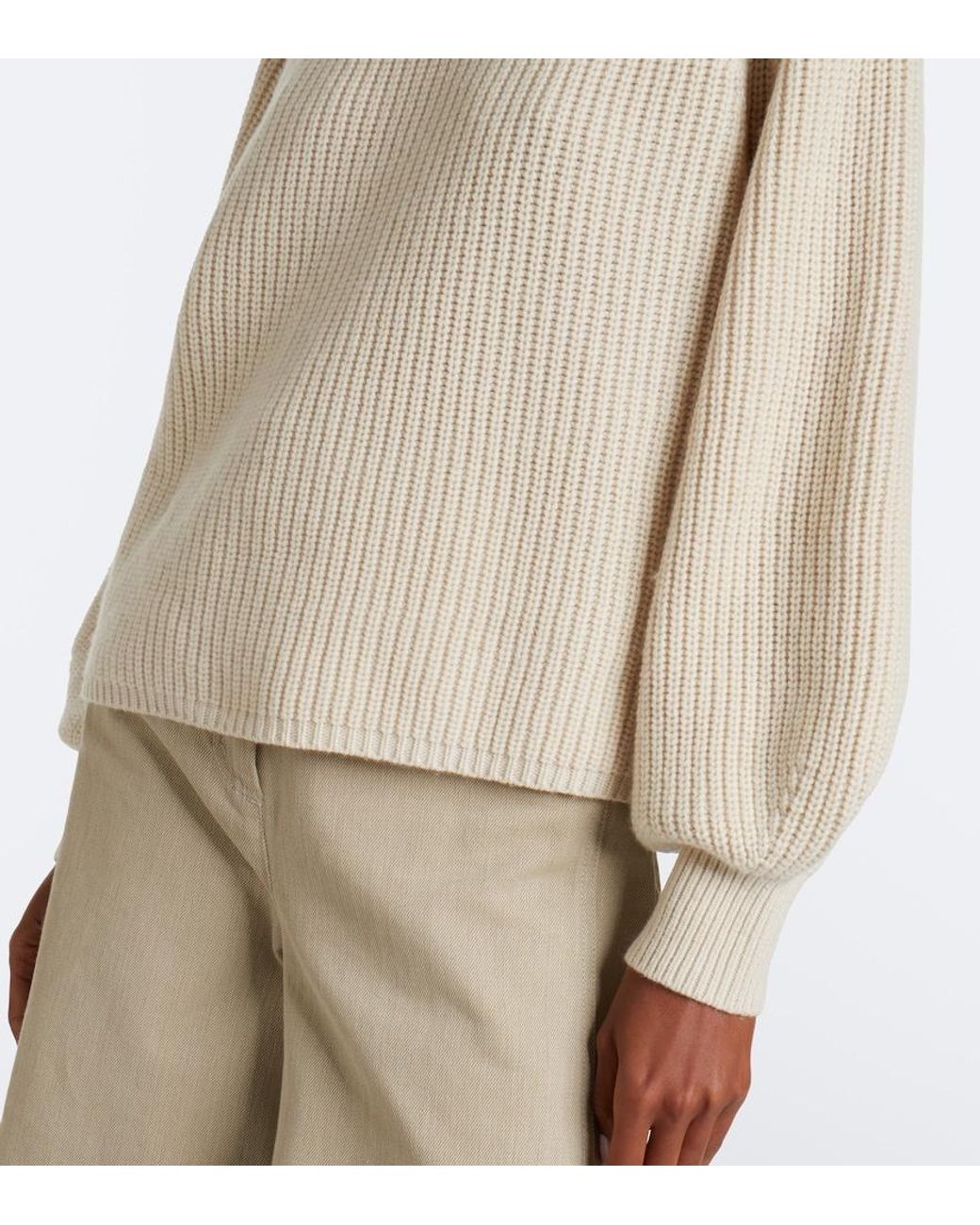 Max Mara Natural Ribbed-Knit Wool And Cashmere Sweater