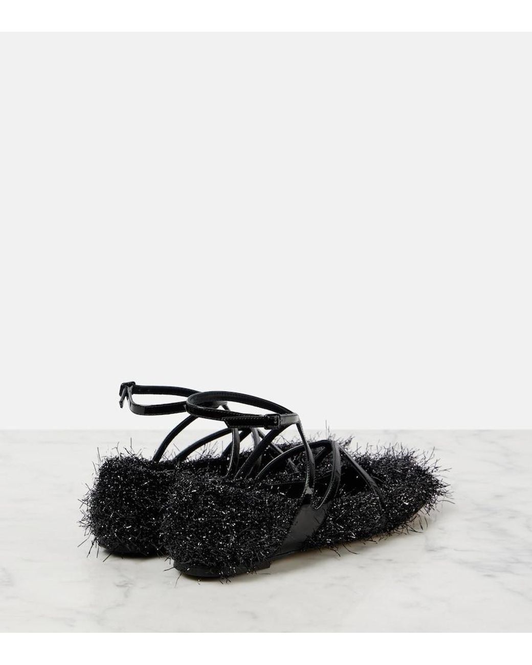 Jimmy Choo Black Astoria Tinsel Ballet Flats