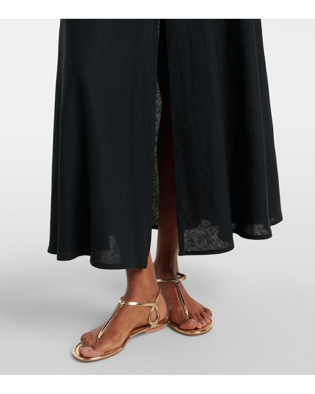 ViX Black Hailey Halterneck Linen-Blend Midi Dress