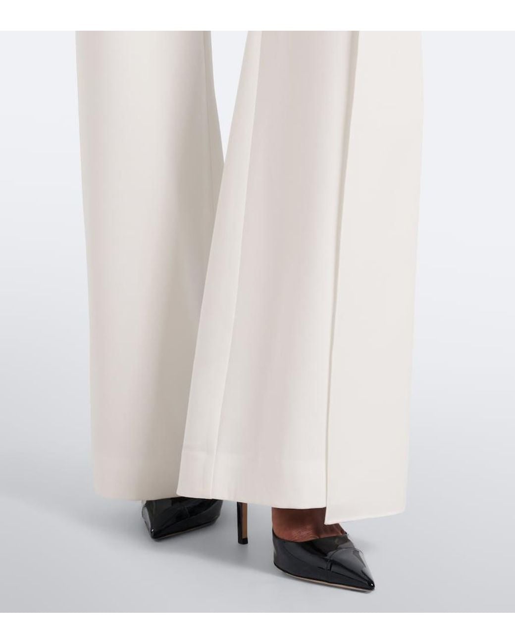 Roland Mouret White Draped Flared Pants
