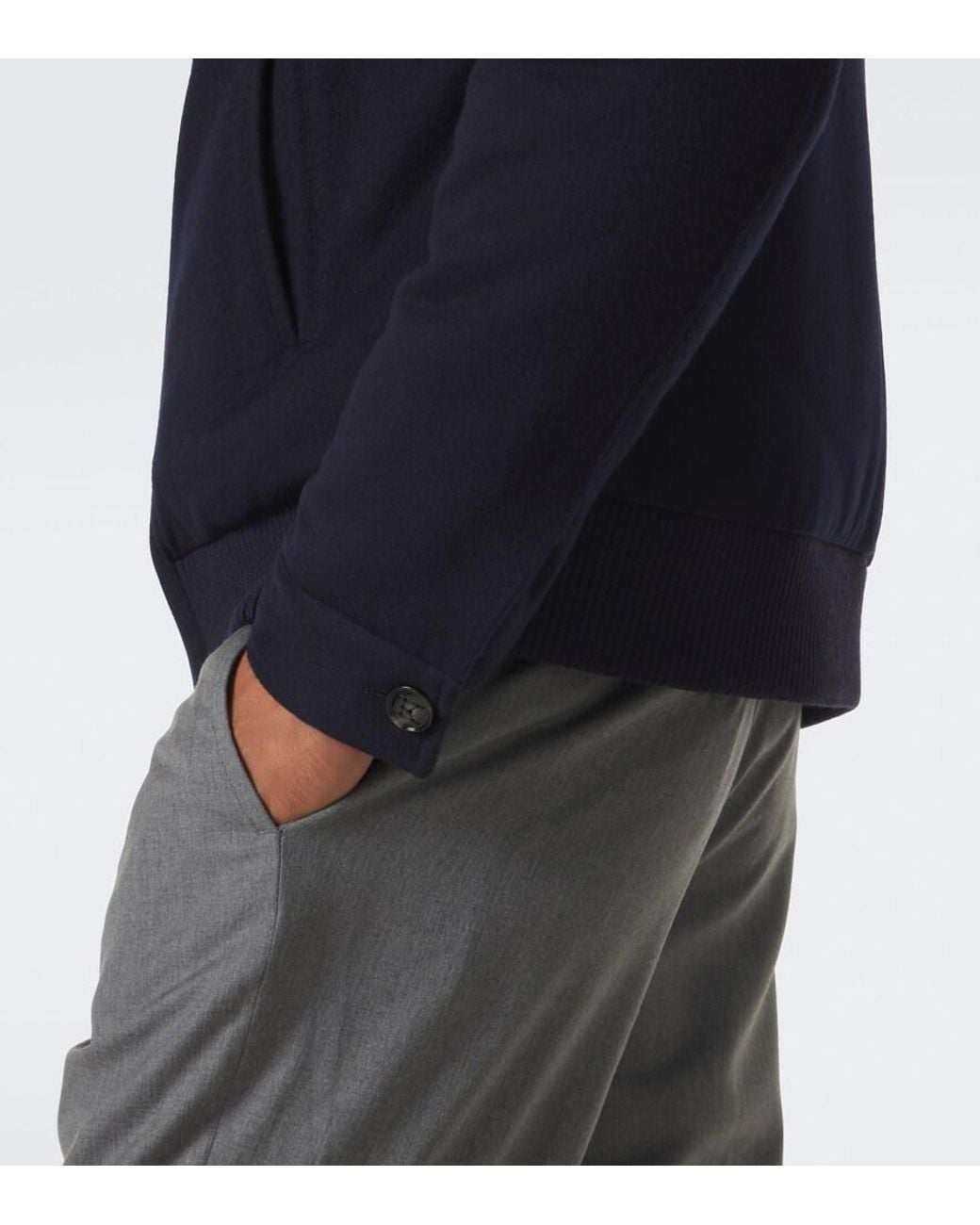 Kiton Blue Wool Bomber Jacket for men