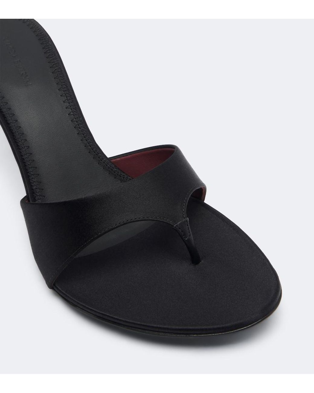 Magda Butrym Black Floral-Applique Satin Thong Sandals