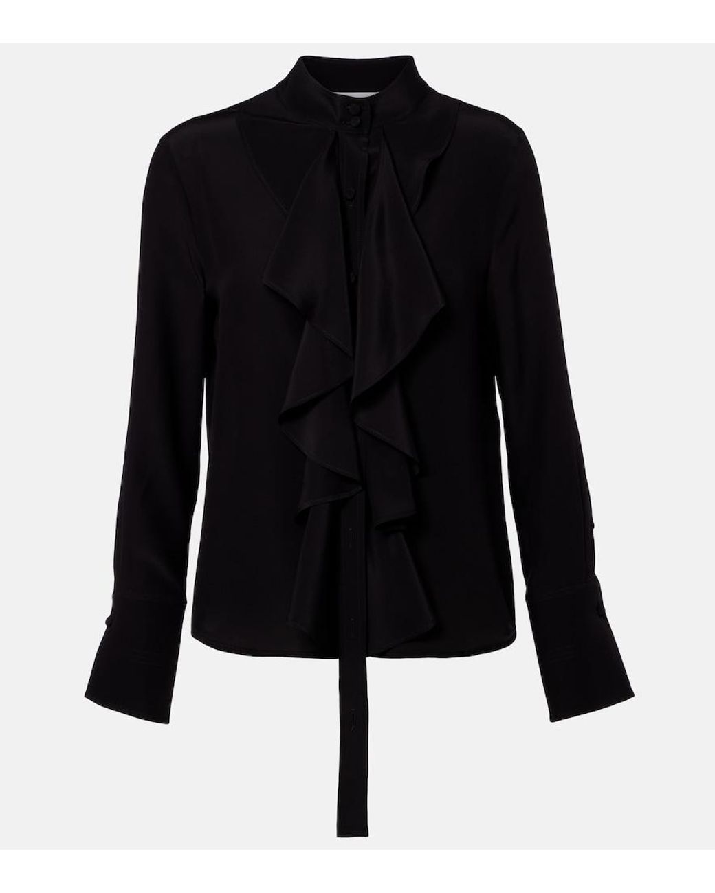McQueen Black Ruffled Silk Blouse