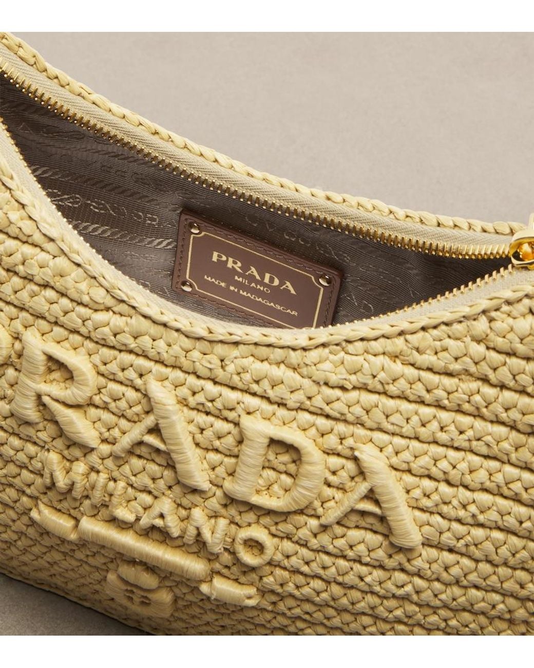 Prada Natural Re-Edition 2005 Mini Raffia-Effect Shoulder Bag