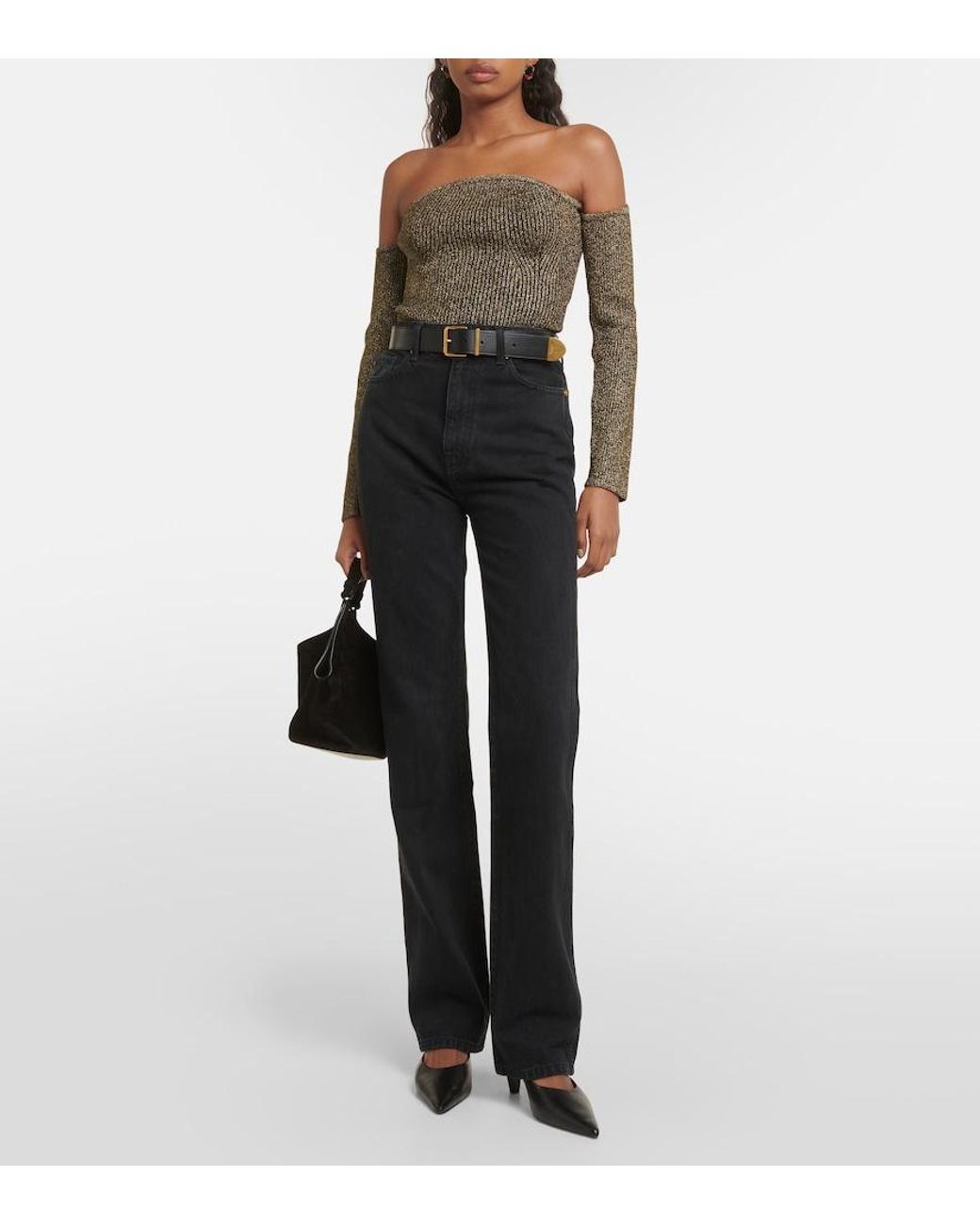 Khaite Green Maria Off-Shoulder Top