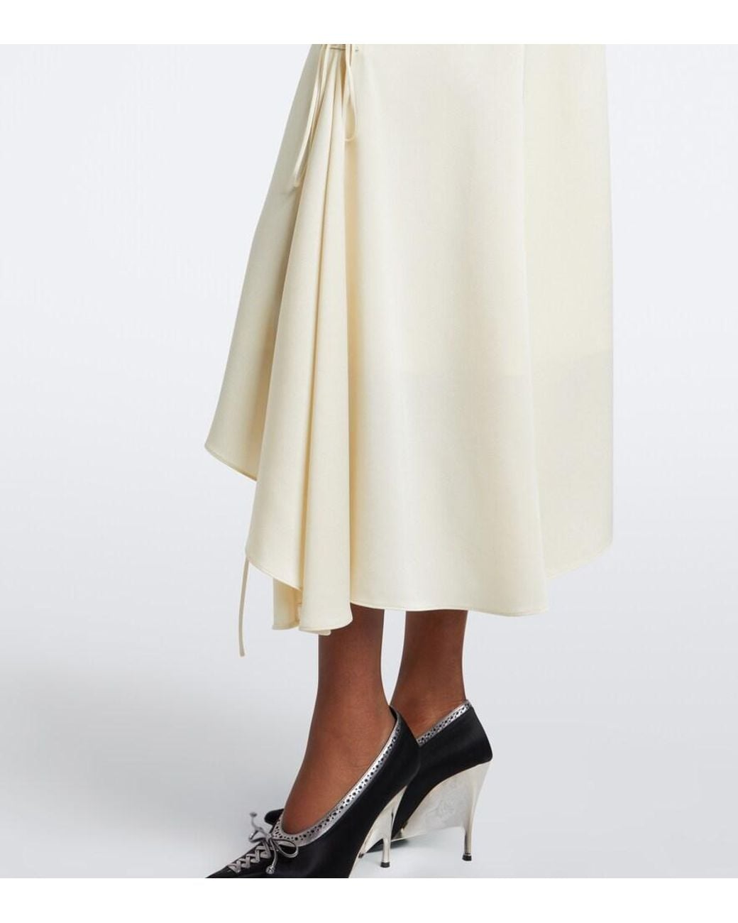 McQueen White Asymmetric Midi Skirt