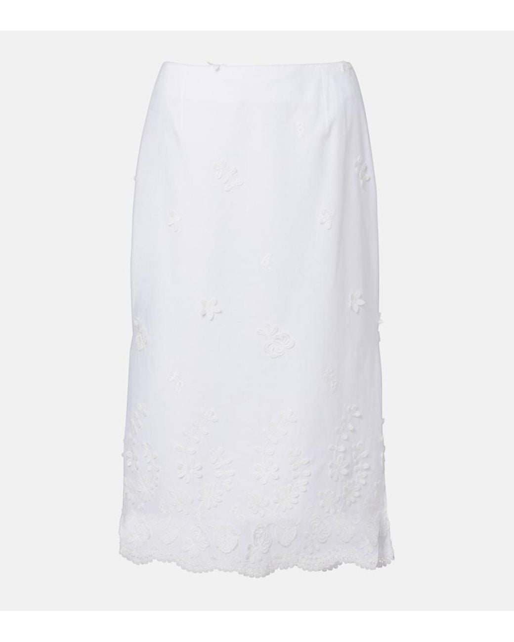 Altuzarra White Malik Embroidered Cotton Midi Skirt