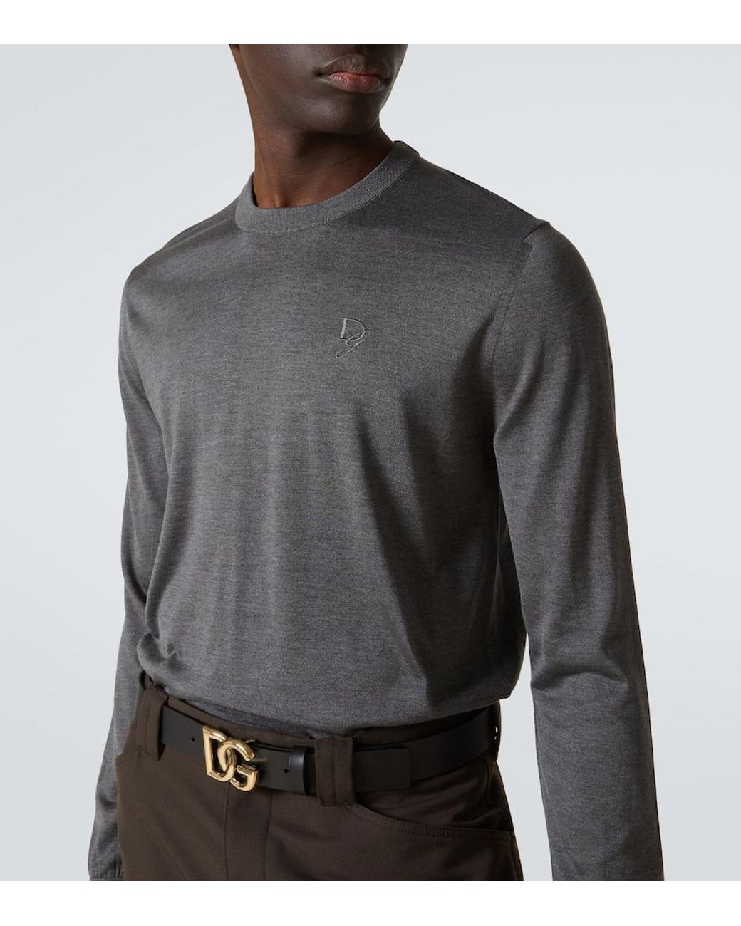 Dolce & Gabbana Gray Logo Silk Sweater for men