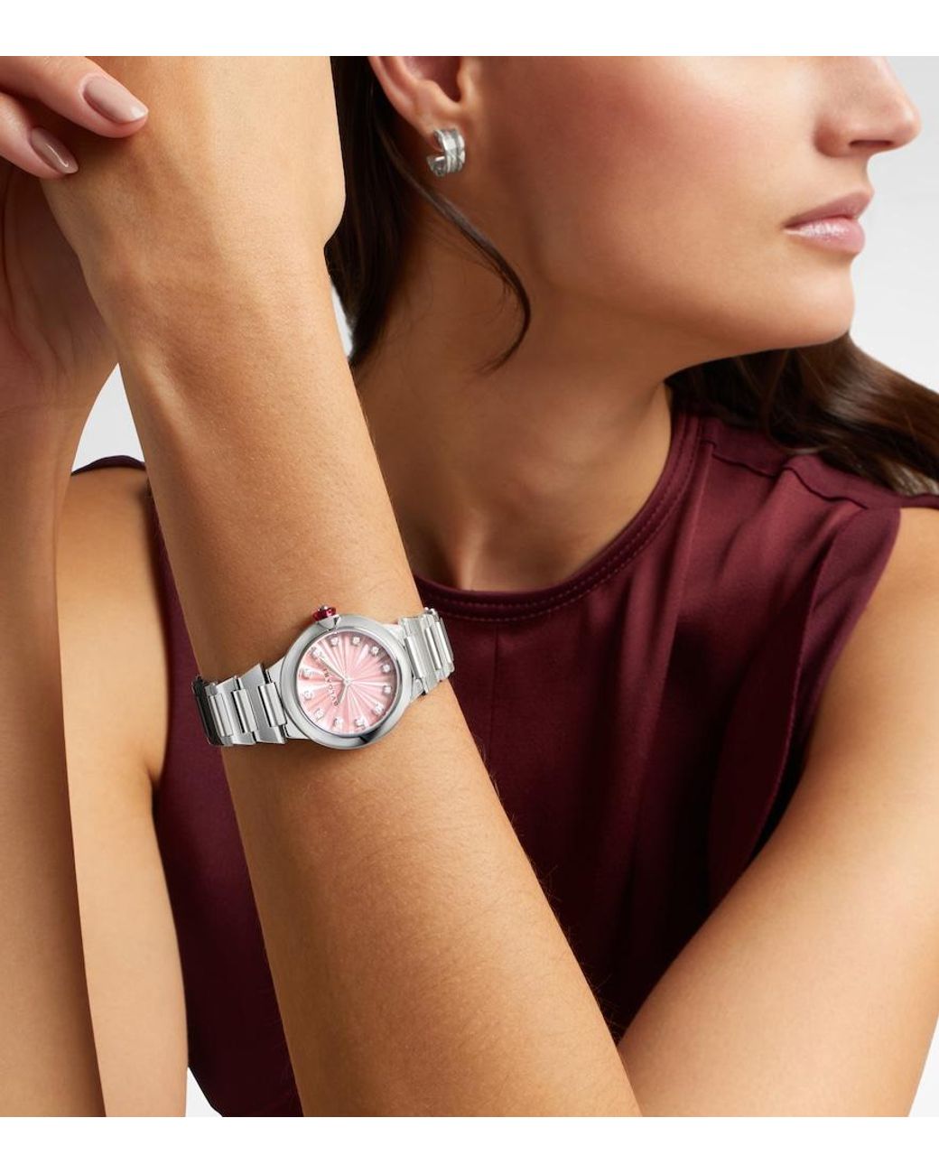 BVLGARI Pink Uhr Lvcea Mit Diamanten