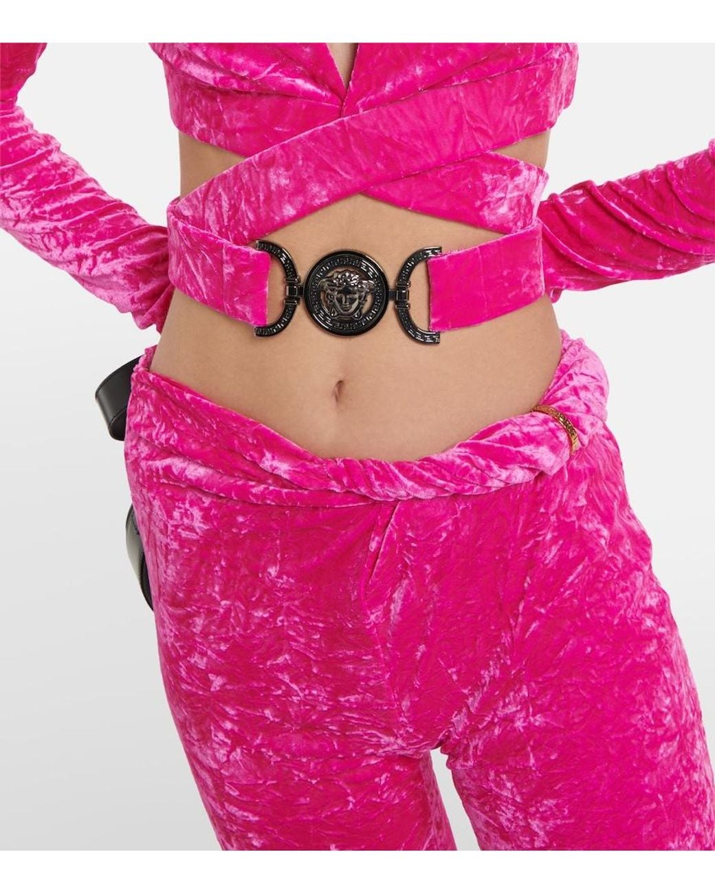 Versace Pink Flared Velvet Pants