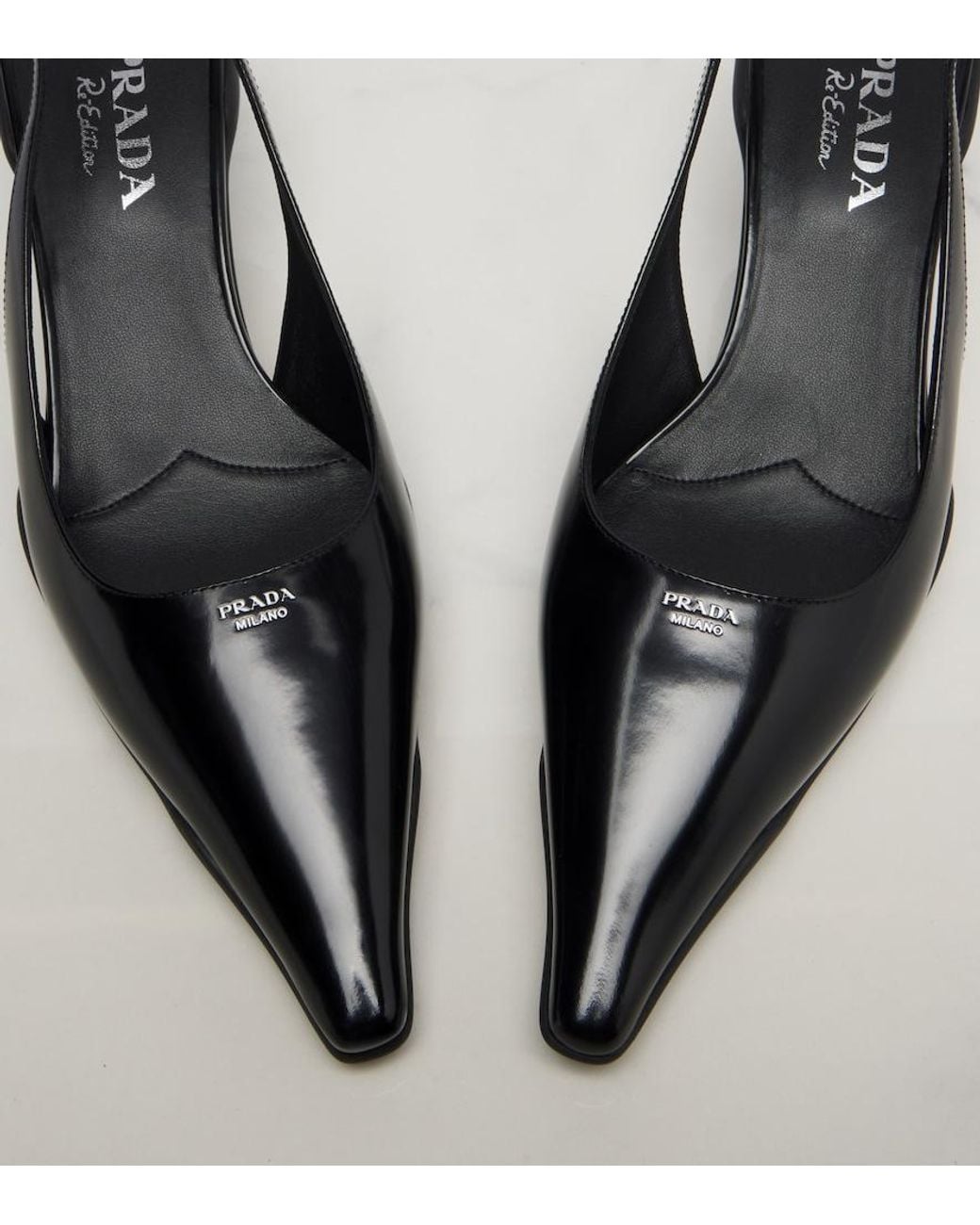 Prada Black Leather Slingback Pumps